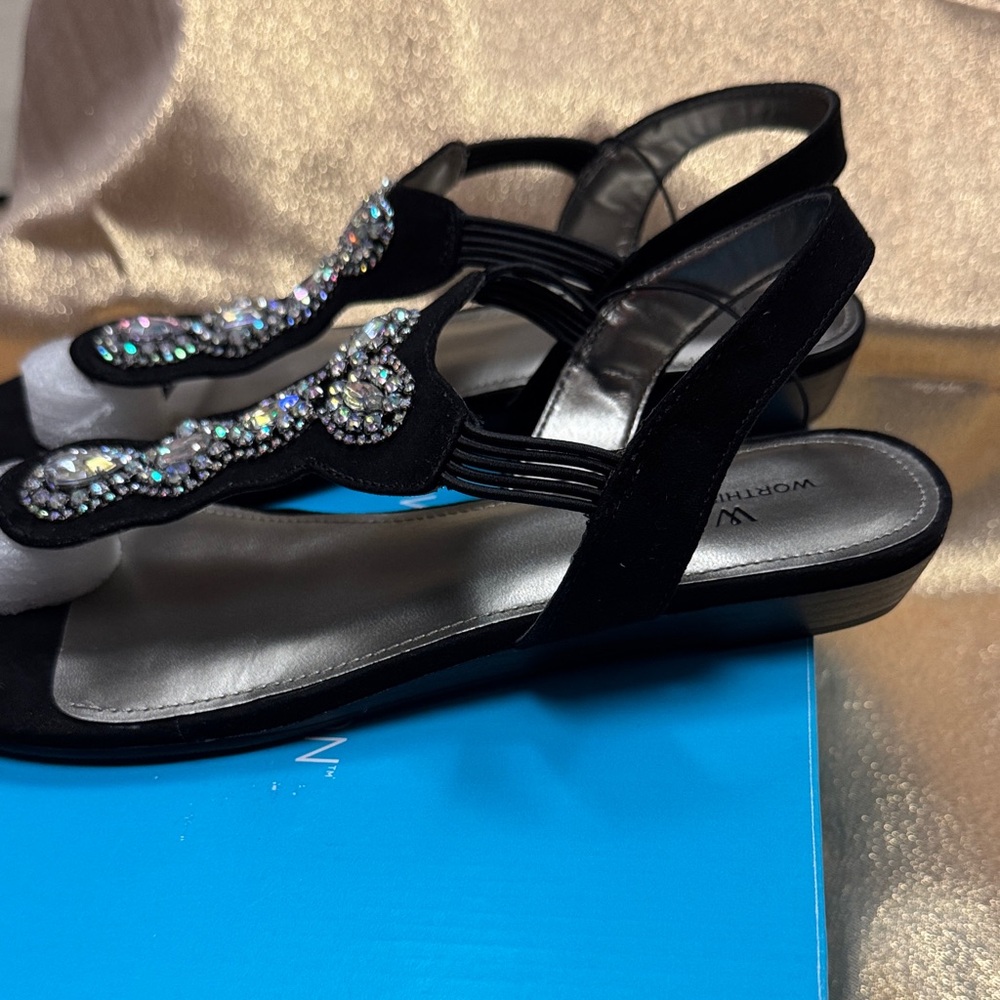 Worthington Wor Odette Black Sandals with Jewel Embellishments - Size 9 NWT - Picture 4 of 11